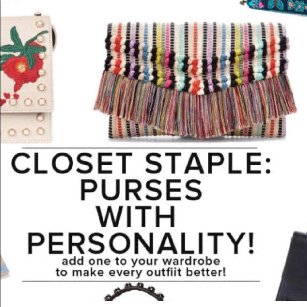 Stella & Dot | Boho Chic Colorful Macramé Rainbow Clutch - Picture 13 of 14